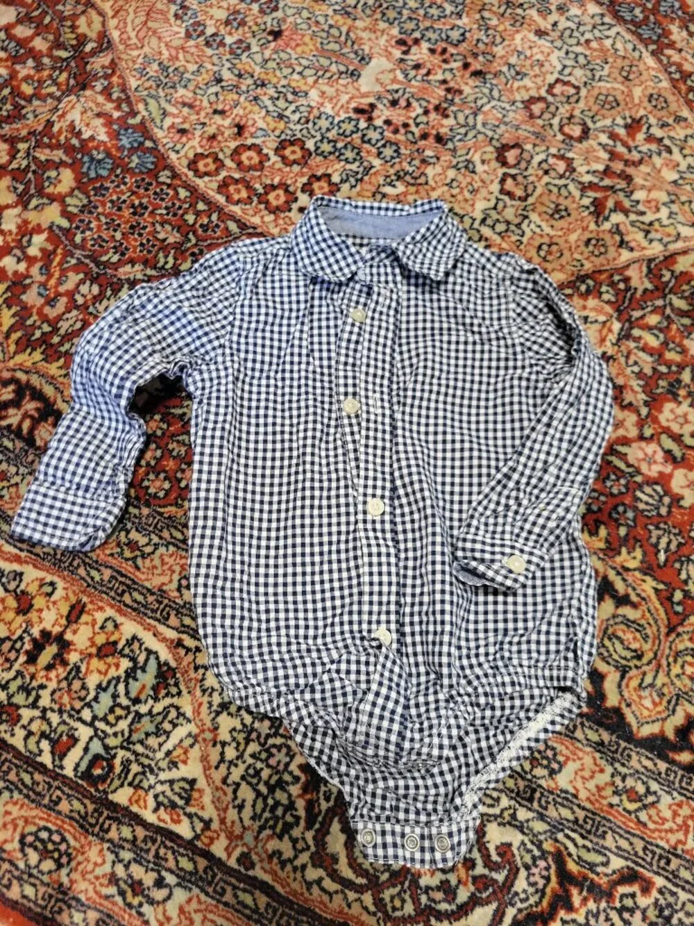 Osh Kosh Baby Checkered Dress Shirt Onesie